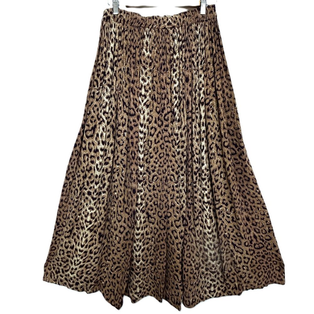 The Avenue Y2K Leopard Print Boho Crinkle 100% Rayon Skirt VTG Sz 14-16